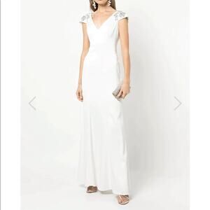 Share Marchesa Notte White Cap Sleeve Dress Gown Size 6 NEW